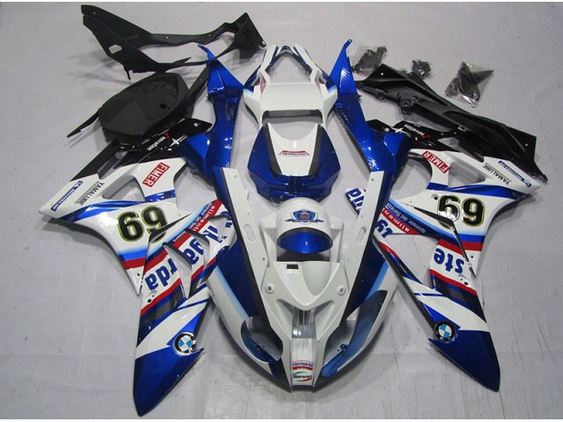 BMW S1000RR 2009-2014 Motorrad Verkleidungen - Weiß Blau Sterilgarda 69