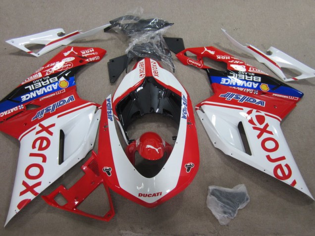 Ducati 1098 2007-2014 Motorrad Verkleidungen - Weiß Rot Xerox