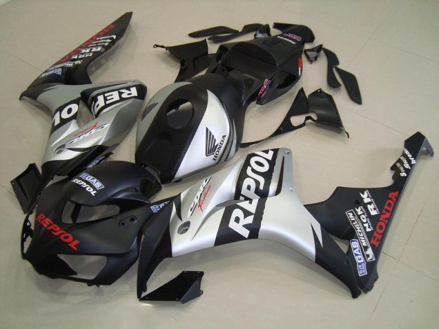 Honda CBR 1000 RR 2006-2007 Motorrad Verkleidungen - Matt Schwarz Silber Repsol