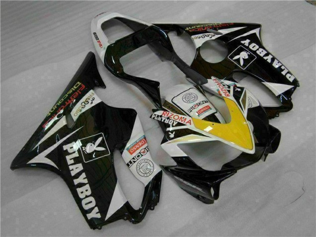 Honda CBR 600 F4i 2001-2003 Motorrad Verkleidungen - Gelb Silber Schwarz Playboy