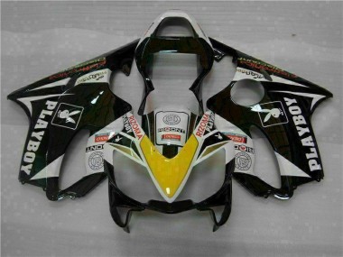 Honda CBR 600 F4i 2001-2003 Motorrad Verkleidungen - Gelb Silber Schwarz Playboy