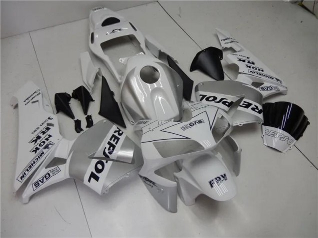 Honda CBR 600 RR 2003-2004 Motorrad Verkleidungen - Silber Weiß Schwarz Repsol