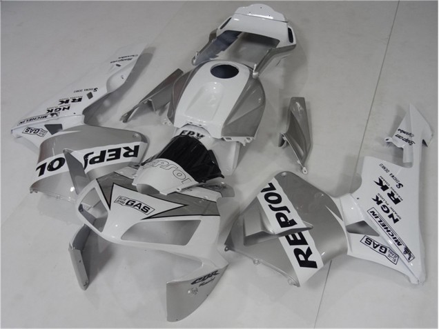 Honda CBR 600 RR 2003-2004 Motorrad Verkleidungen - Silver Weiß Schwarz Repsol