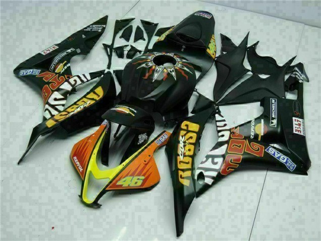 Honda CBR 600 RR 2007-2008 Motorrad Verkleidungen - Schwarz Gelb Repsol 46