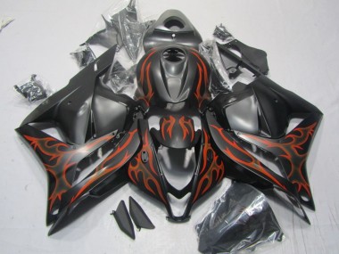 Honda CBR 600 RR 2009-2012 Motorrad Verkleidungen - Schwarz Orange Flamme