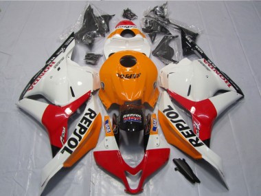 Honda CBR 600 RR 2009-2012 Motorrad Verkleidungen - Weiß Orange Schwarz Repsol