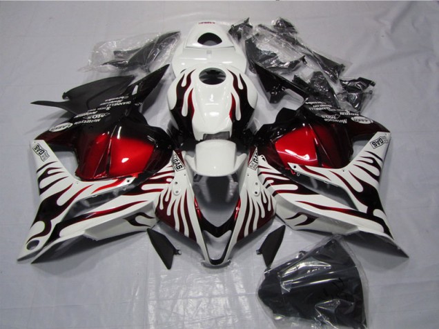 Honda CBR 600 RR 2009-2012 Motorrad Verkleidungen - Weiß Schwarz Rot Flamme