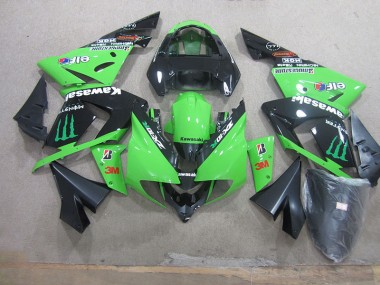 Kawasaki ZX10R 2003-2005 Motorrad Verkleidungen - Schwarz Grün 3M Monster