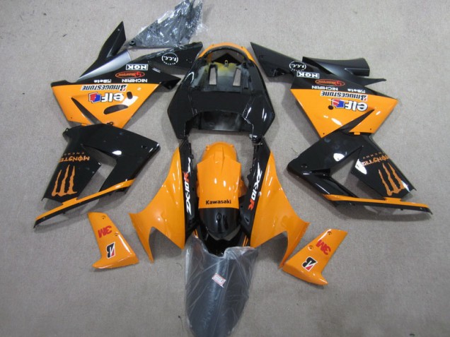 Kawasaki ZX10R 2003-2005 Motorrad Verkleidungen - Schwarz Orange 3M Monster