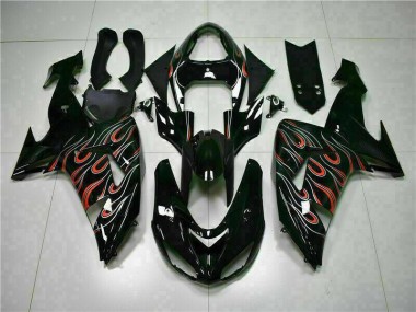 Kawasaki ZX10R 2006-2007 Motorrad Verkleidung - Schwarz rote Flamme