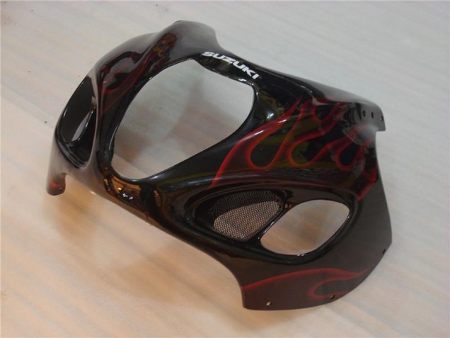 Suzuki GSXR 1300 Hayabusa 1996-2007 Motorrad Verkleidung - Schwarz rote Flamme